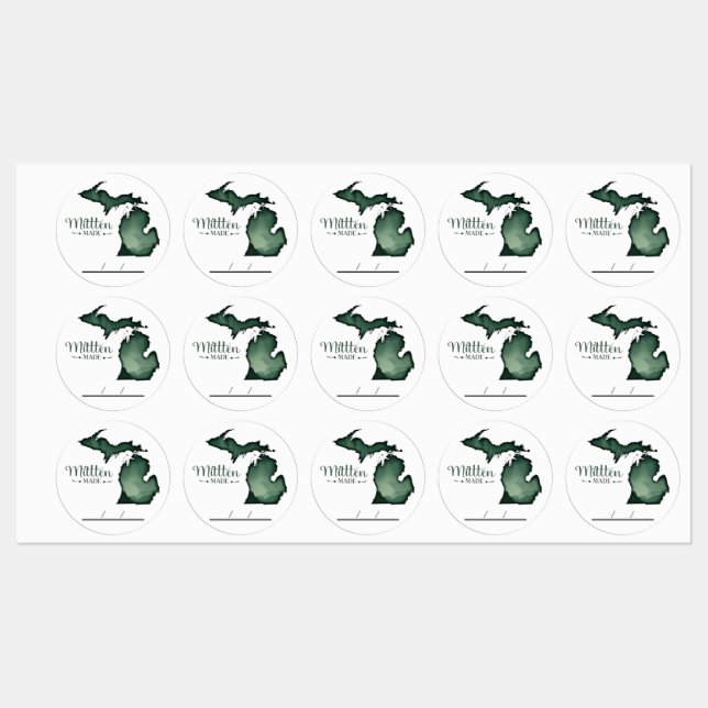 Étiquettes de canne "Mitten-Made" du Michigan pers (Feuille)