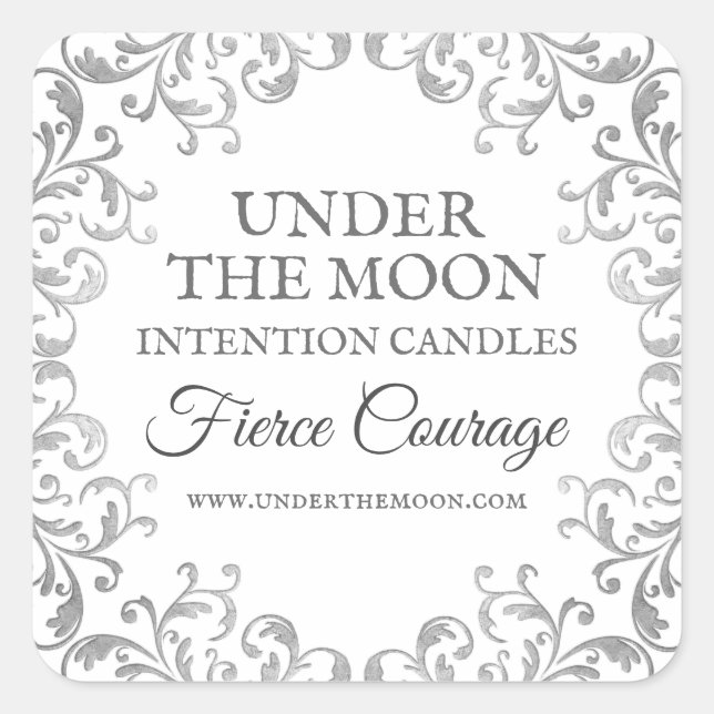 Étiquettes De Chandelle Ornate Argent Et Blanc (Devant)