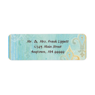 Étiquettes de courrier - Fleur di Lys Damask 2 Blu