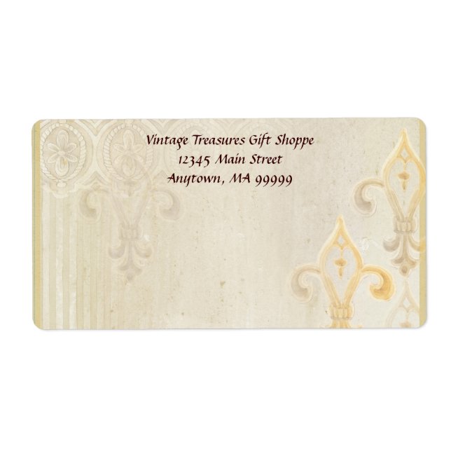 Étiquettes de courrier - Fleur di Lys Damask 2 Cre (Devant)