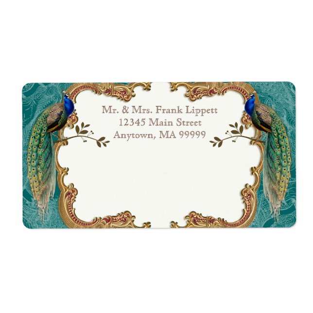 Étiquettes de courrier - Golden Peacock & Calligra (Devant)