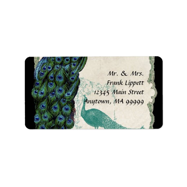 Étiquettes de courrier - Peacock et plumes Vintage (Devant)