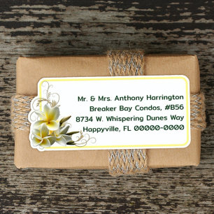 Étiquettes de courrier pré-imprimées Plumeria n Or