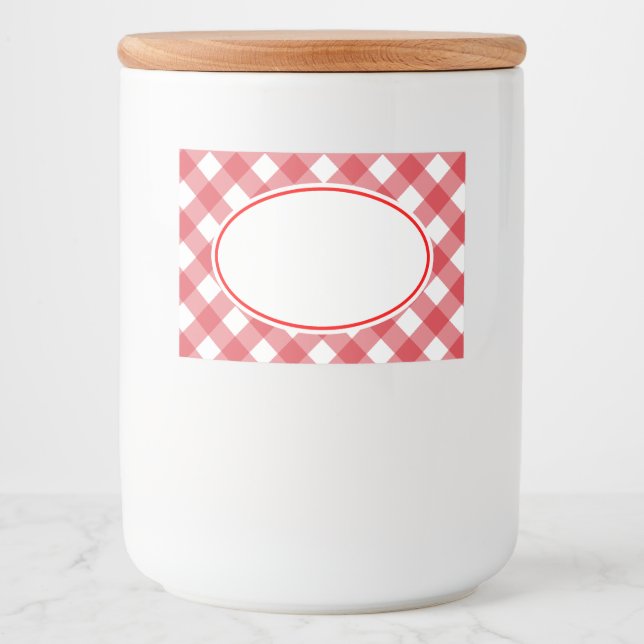 Étiquettes de cuisine à carreaux rouges gingham  (Devant)