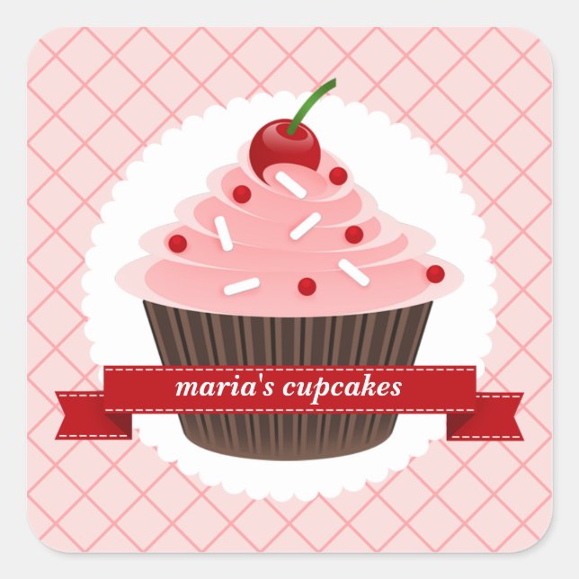 Étiquettes de cuisine Cupcake rose (Devant)