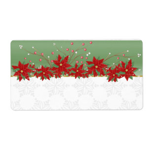 Étiquettes de cuisine de Noël de poinsettia