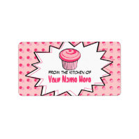 Étiquettes de cuisine - Pop Art - Cupcake rose