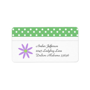 Étiquettes de dot address de fleur et de polka
