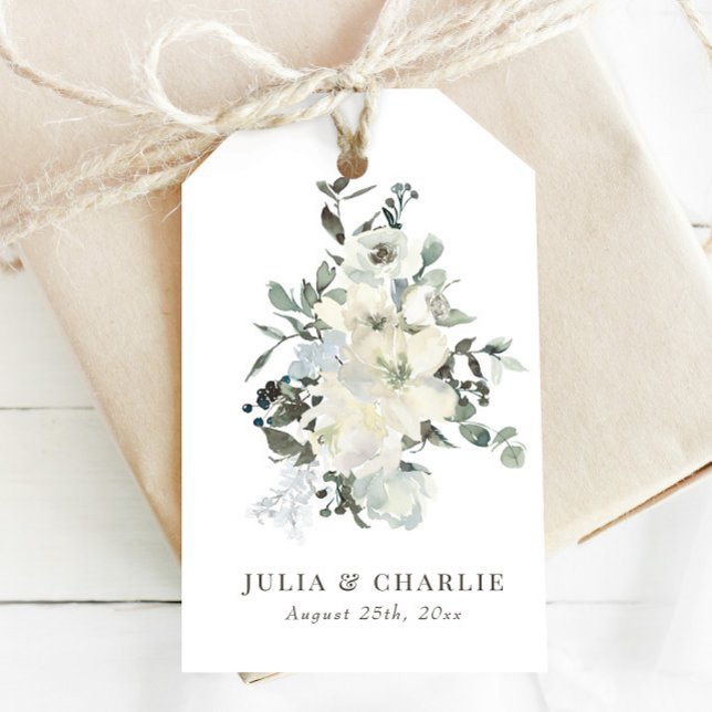Étiquettes de faveur à aquarelle florale ivoire (Créateur téléchargé)