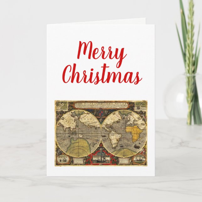 Étiquettes de faveur carte du monde antique Noël X (Devant)