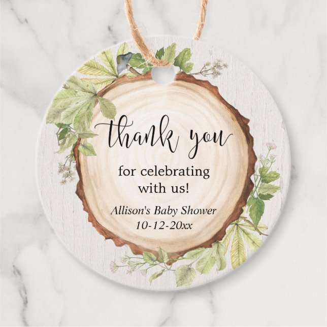 Étiquettes de faveur de baby shower de verdure rus (Devant)