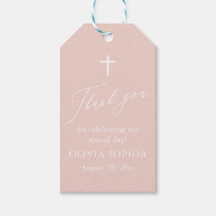 Étiquettes de faveur de baptême de fille de croix