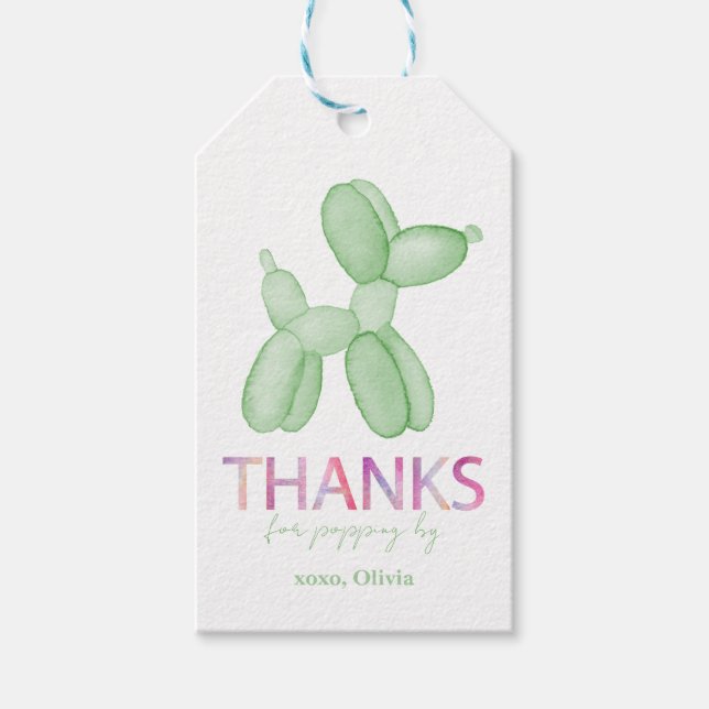 Étiquettes de faveur de chien en ballon vert (Devant)