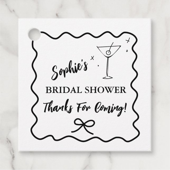 Étiquettes de faveur de douche de mariée Retro Wav (Devant)