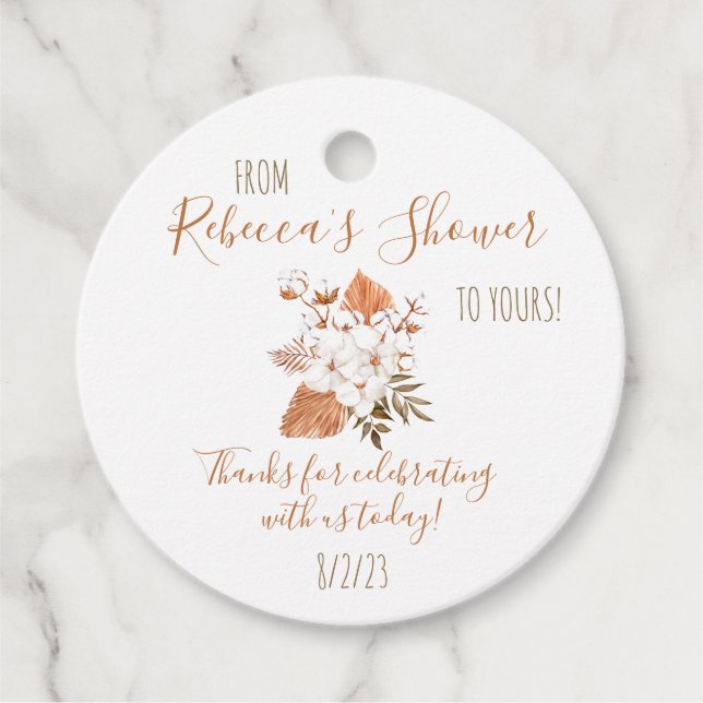 Étiquettes de faveur de fleur de coton (Devant)