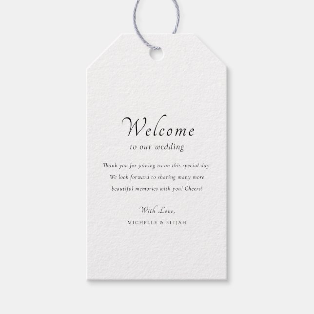 Étiquettes de Faveur de Mariage de Bienvenue Éléga (Devant)