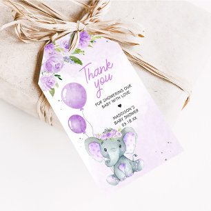 Étiquettes de Faveurs de Baby Shower à l'Éléphant 