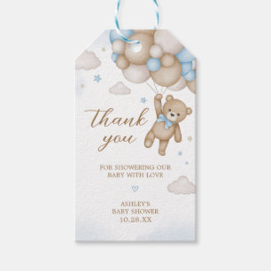 Étiquettes de Faveurs de Bébé Ballons Ours Bleu