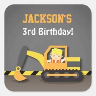 Étiquettes de fête d'anniversaire de construction 