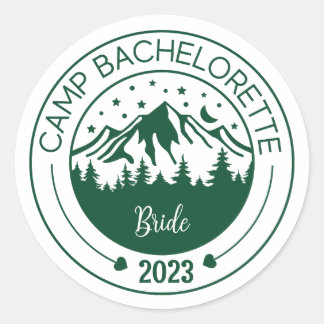 Étiquettes de fête de célibataire de camping