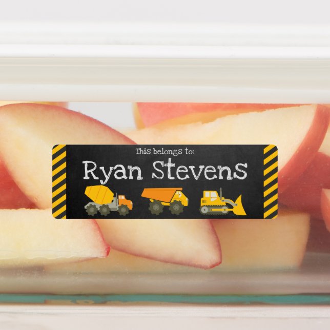 Étiquettes de fournitures scolaires - Thème constr (Apposé)