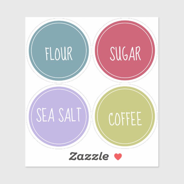 Étiquettes de garde-manger ronds colorés (Feuille)
