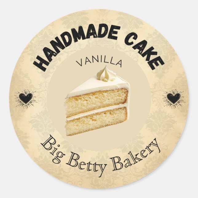 Étiquettes de gâteaux à la vanille personnalisés | (Devant)