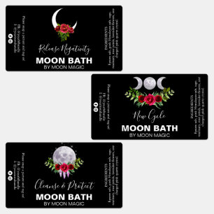 Étiquettes de la lune de bain trempette en noir