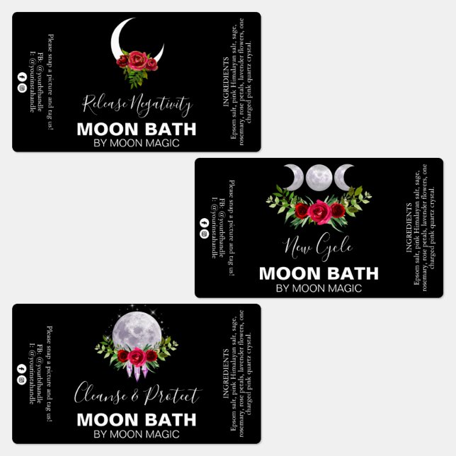 Étiquettes de la lune de bain trempette en noir (Groupe)