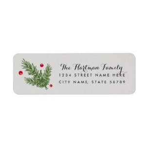 Étiquettes de l'adresse de retour de Pine et Holly