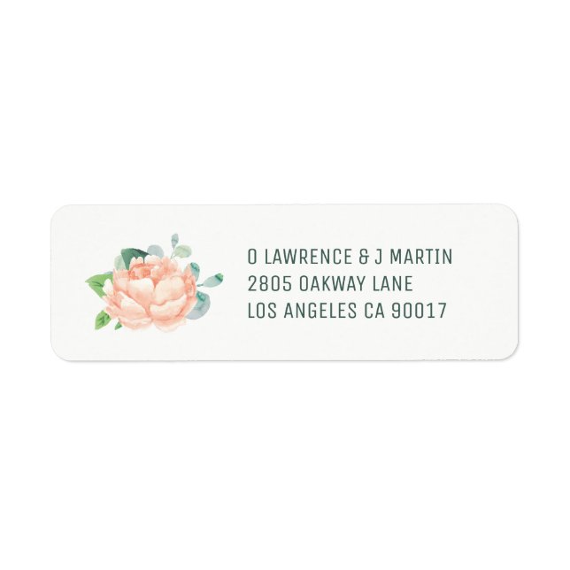 Étiquettes de l'adresse de retour Peach Peony (Devant)