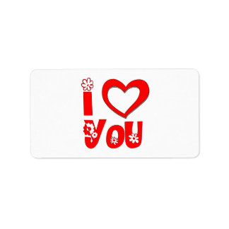 Étiquettes de livre "Je t'aime" Rouge