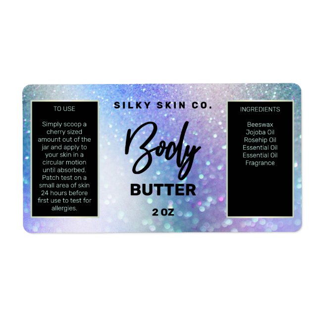 Étiquettes de luxe Bokeh Blue Body Butter (Devant)