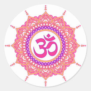 étiquettes de mandala rose om