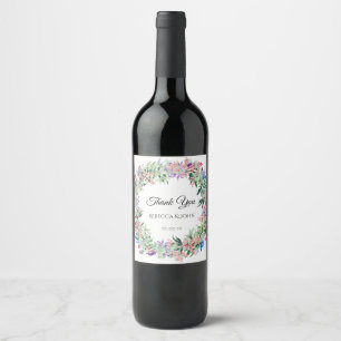 Étiquettes de mariage à la couronne de fleurs aqua