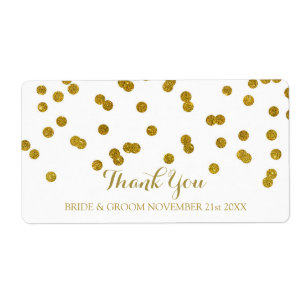 Étiquettes de mariage de confettis d'or