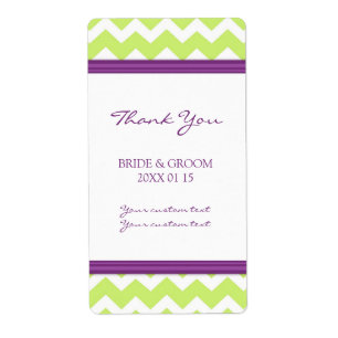 Étiquettes de mariage de Plum Lime Chevron