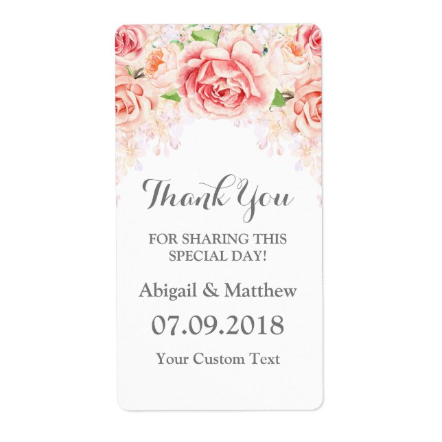 Étiquettes de mariage florale à aquarelle blanche (Devant)