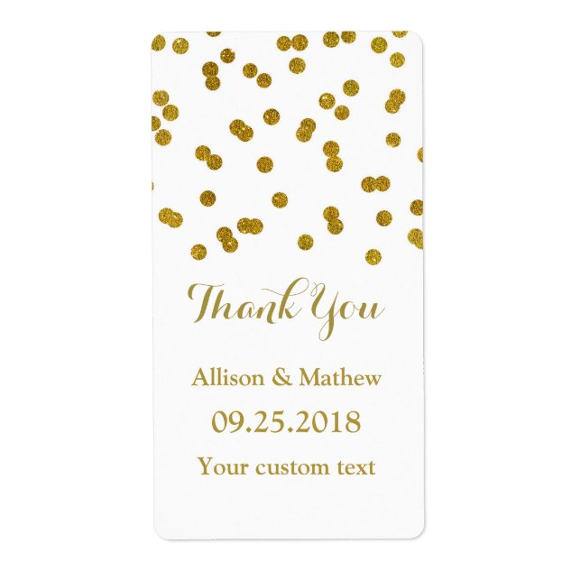 Étiquettes de mariage Gold Confetti (Devant)