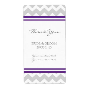 Étiquettes de mariage Grey Plum Chevron