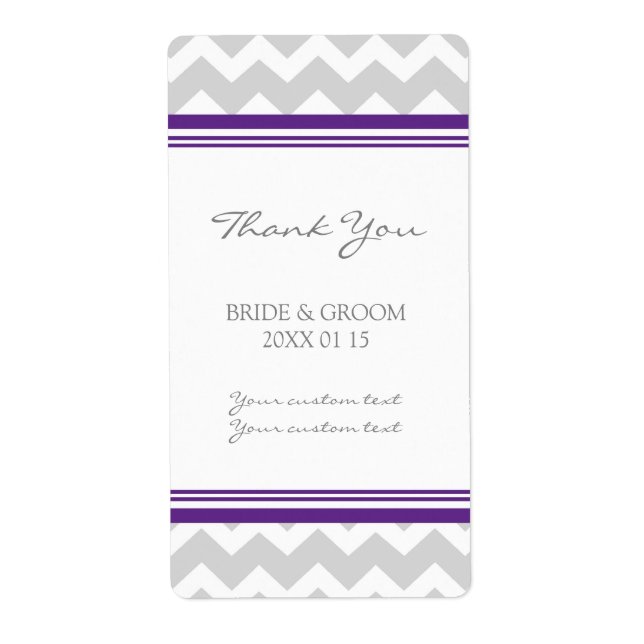 Étiquettes de mariage Grey Plum Chevron (Devant)