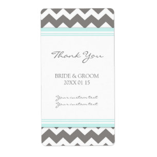 Étiquettes de mariage gris bleu Chevron