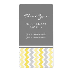 Étiquettes de mariage gris-jaune Chevron
