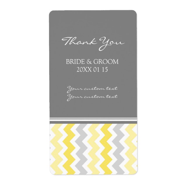 Étiquettes de mariage gris-jaune Chevron (Devant)