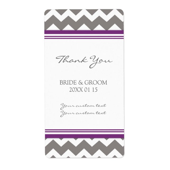 Étiquettes de mariage gris violet Chevron (Devant)