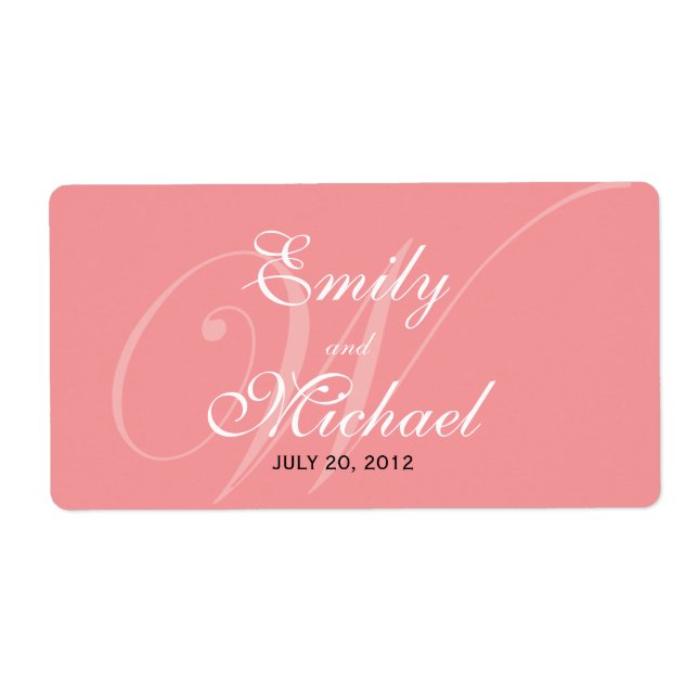 Étiquettes de mariage monogramme - Pamplemousse (Devant)