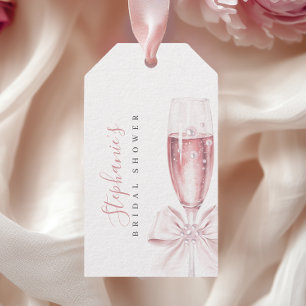 Étiquettes de mariage rose perles et prosecco