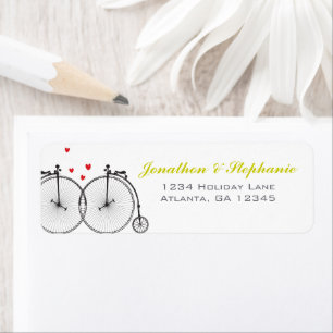 Étiquettes de mariage vintage à bicyclette