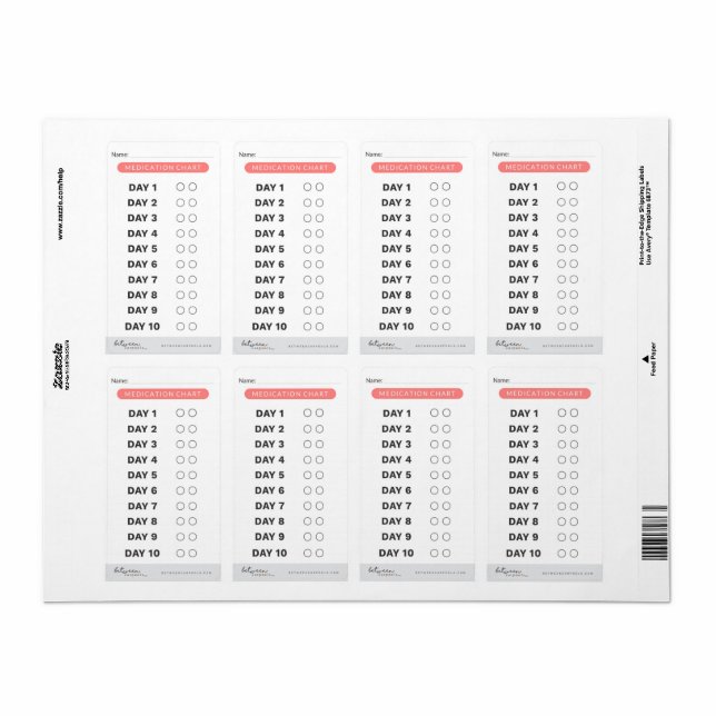 Étiquettes de Medicine Tracker (Feuille entière)