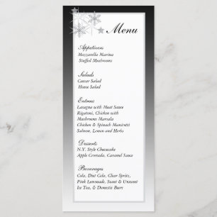 Étiquettes de menu de noces de diamant d'hiver